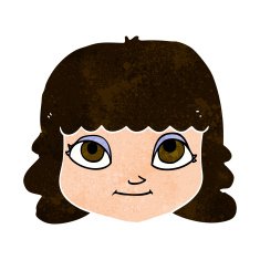 cartoon happy female face N164