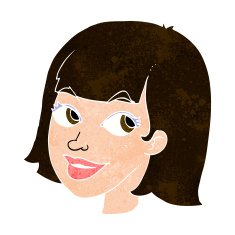 cartoon happy female face N165