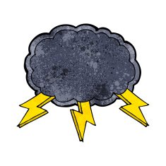 cartoon cloud and lightning bolt symbol N9