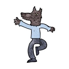 cartoon happy wolf man N11