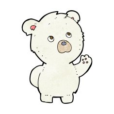 cartoon waving polar bear N34