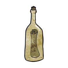 cartoon letter in a bottle N26