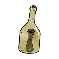 cartoon letter in a bottle N27