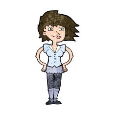 cartoon woman with hands on hips N197
