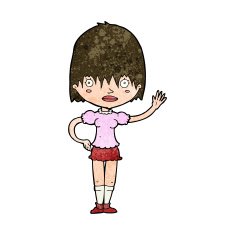 cartoon waving woman N122