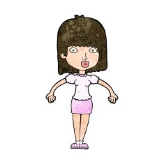 cartoon woman shrugging shoulders N427