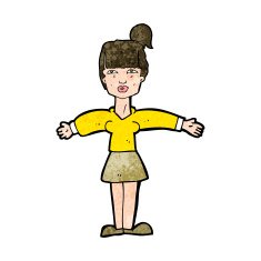 cartoon woman shrugging shoulders N428