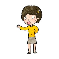 cartoon waving woman N125