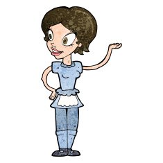 cartoon woman in maid costume N8