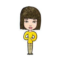 cartoon woman indicating self N8