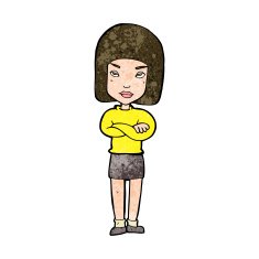 cartoon woman with crossed arms N43