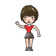 cartoon waving woman N126