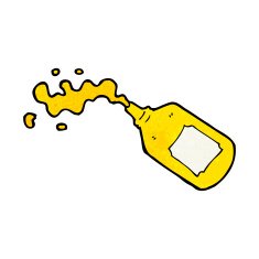 cartoon squirting mustard bottle N8