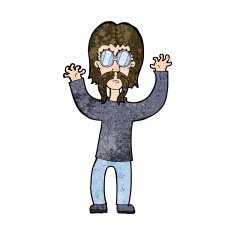 cartoon hippie man waving arms N7