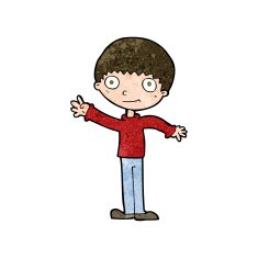 cartoon happy waving boy N17