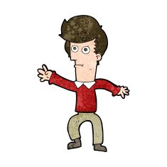 Cartoon Man Waving N32
