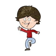cartoon happy waving boy N18