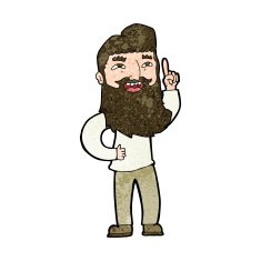 cartoon happy bearded man with idea N9
