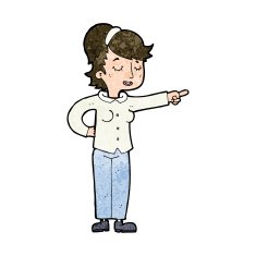cartoon friendly woman pointing N9