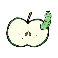 cartoon bug eating apple N17