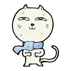 cartoon funny cat wearing scarf N12