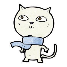 cartoon funny cat wearing scarf N13