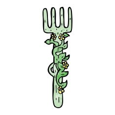 cartoon ornate wooden fork N9
