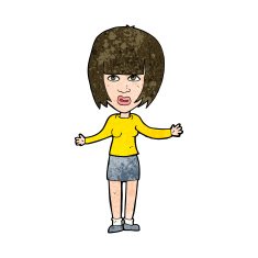 cartoon woman shrugging shoulders N430