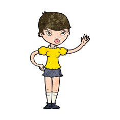 Cartoon Woman Waving N303