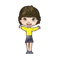 Cartoon Woman Waving N305