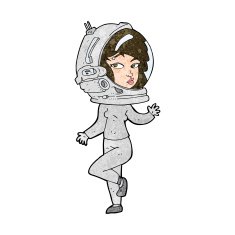 cartoon woman wearing space helmet N17