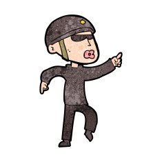 cartoon man in bike helmet pointing N9