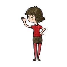 cartoon friendly girl waving N9