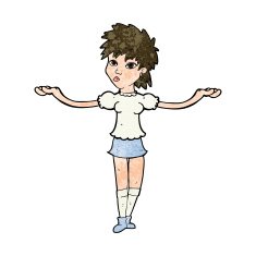 cartoon woman shrugging shoulders N431