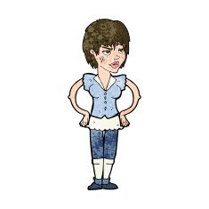 cartoon tough woman with hands on hips N9