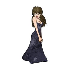 cartoon pretty woman in dress N45