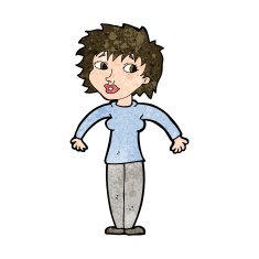 cartoon woman shrugging shoulders N432
