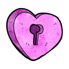 cartoon heart with keyhole N23