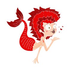 cartoon mermaid blowing a kiss N8