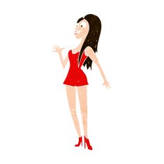cartoon woman in pink dress N10
