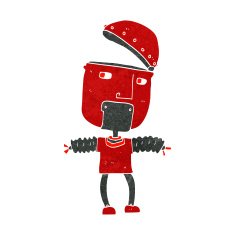 funny cartoon robot with open head N10