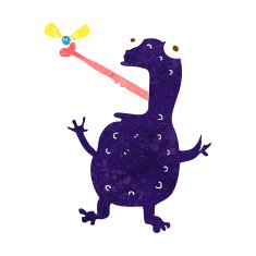 cartoon poisonous frog catching fly N8