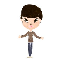 cartoon woman shrugging shoulders N434