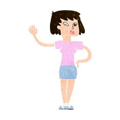 Cartoon Woman Waving N308