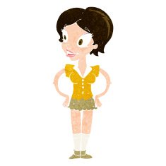 cartoon happy woman in short skirt N9