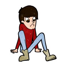 cartoon boy sitting on floor N8