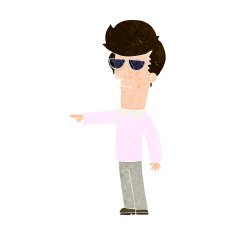 cartoon man in glasses pointing N8