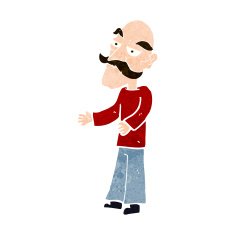 cartoon old man with mustache N25