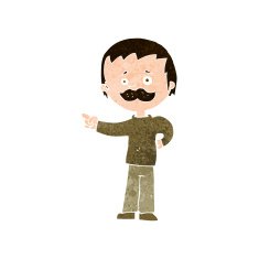 cartoon man with mustache pointing N27