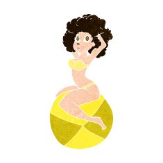 Cartoon Pin Up Girl Sitting On Ball N10